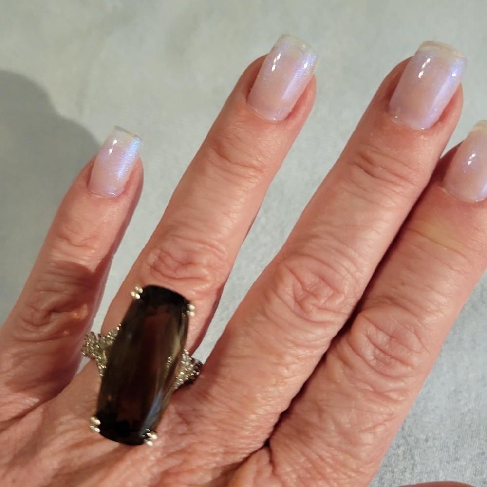 Sophisticated Silver and Smokey Quartz  Women's Ring